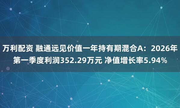 万利配资 融通远见价值一年持有期混合A：2026年第一季度利润352.29万元 净值增长率5.94%